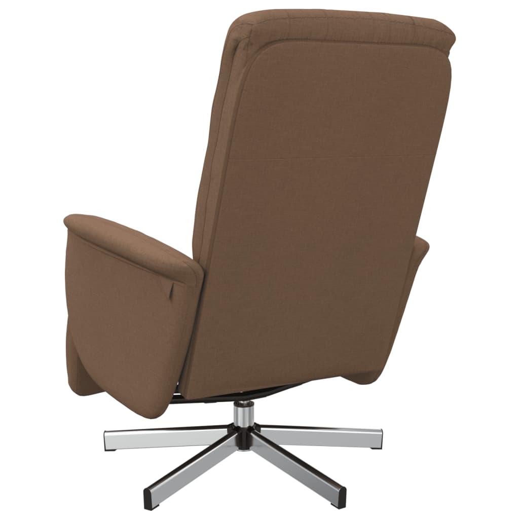 Fauteuil relax avec repose-pieds en tissu marron