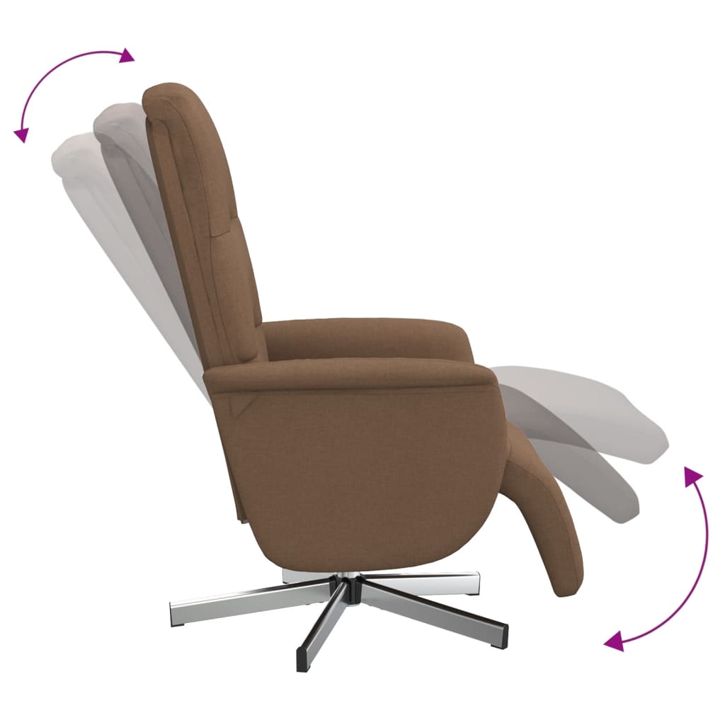 Fauteuil relax avec repose-pieds en tissu marron