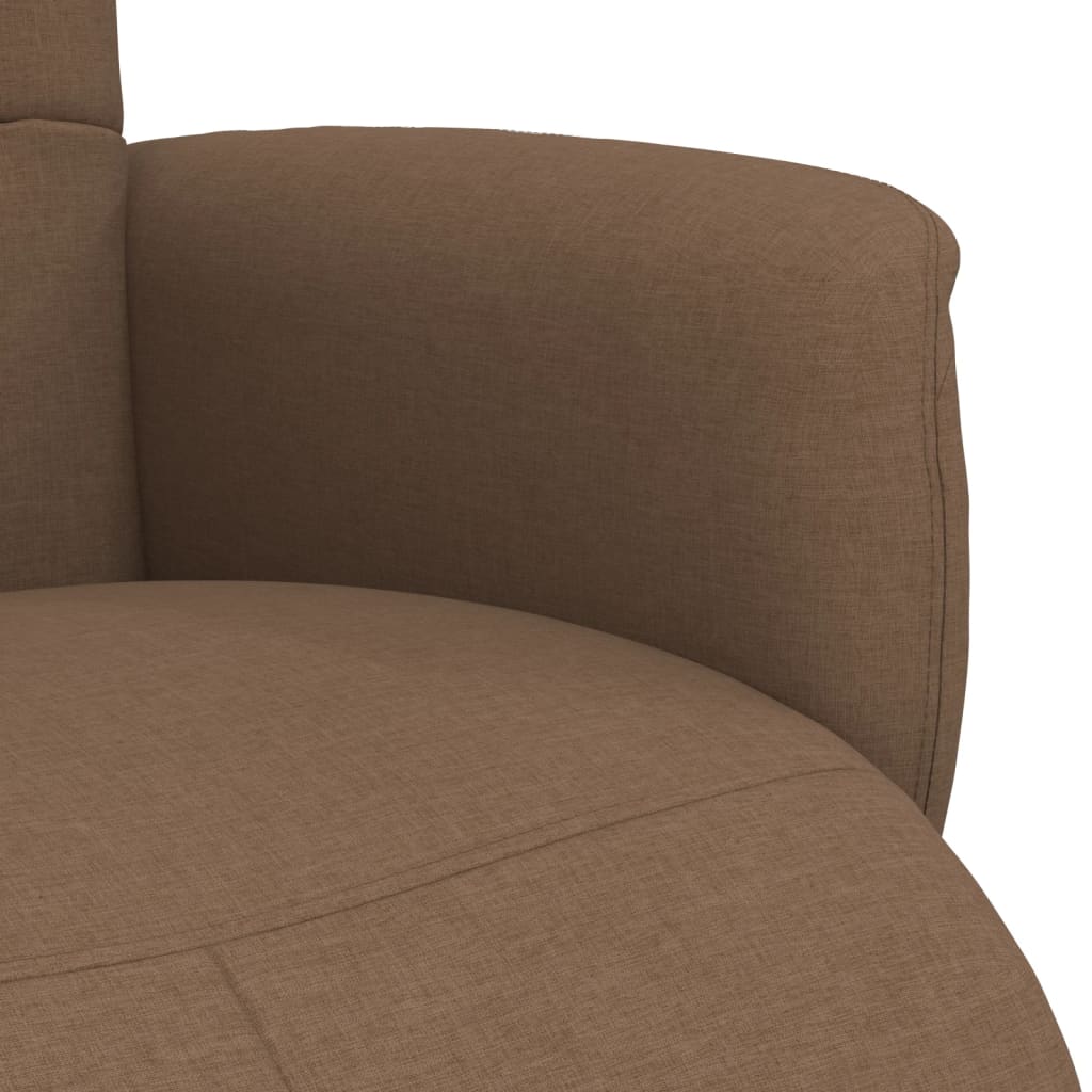 Fauteuil relax avec repose-pieds en tissu marron