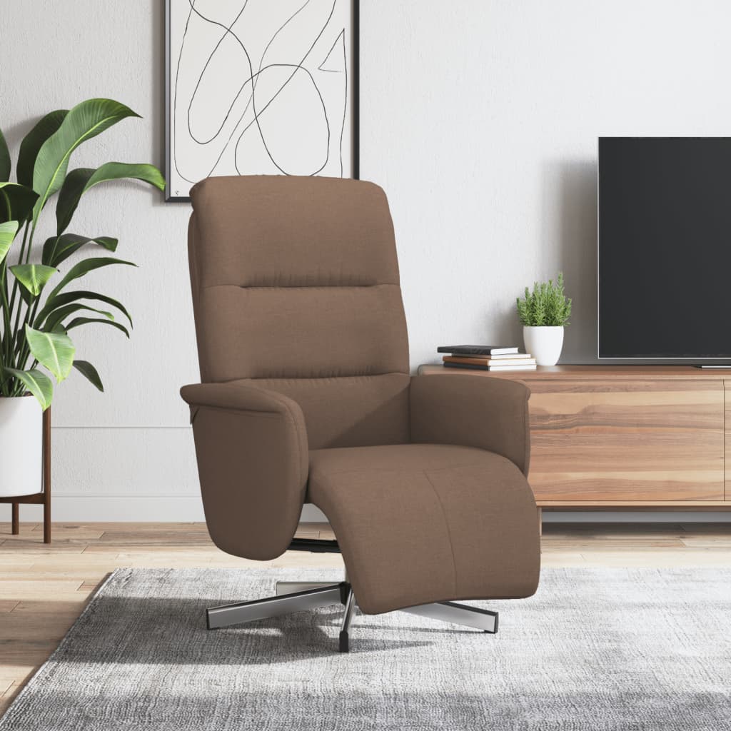 Fauteuil relax avec repose-pieds en tissu marron