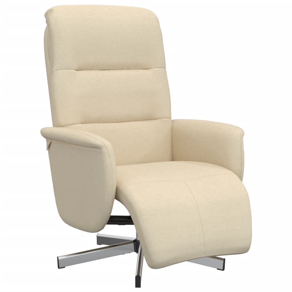 Fauteuil relax avec repose-pieds en tissu crème