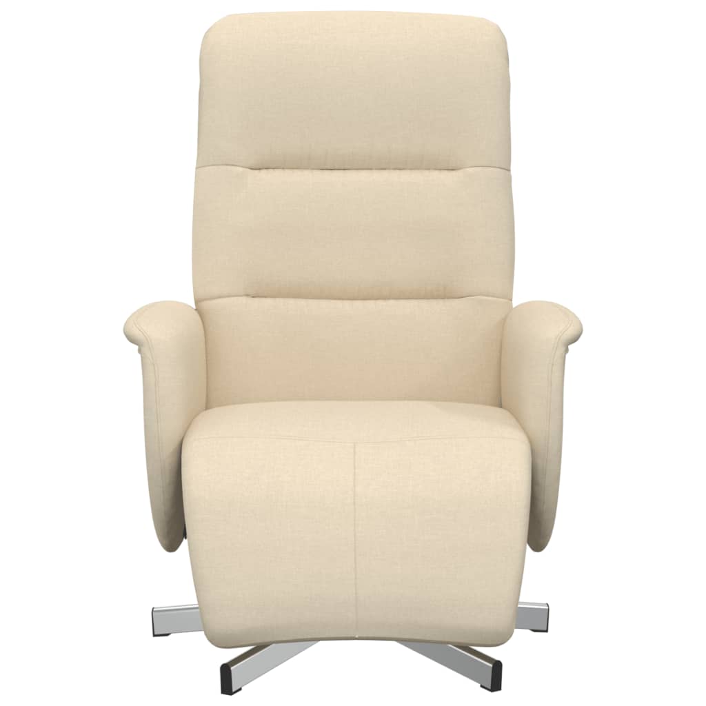 Fauteuil relax avec repose-pieds en tissu crème