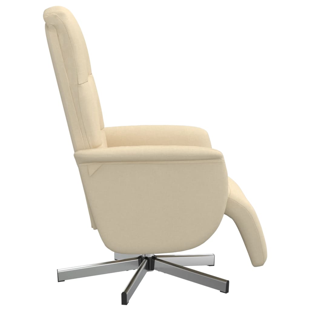 Fauteuil relax avec repose-pieds en tissu crème