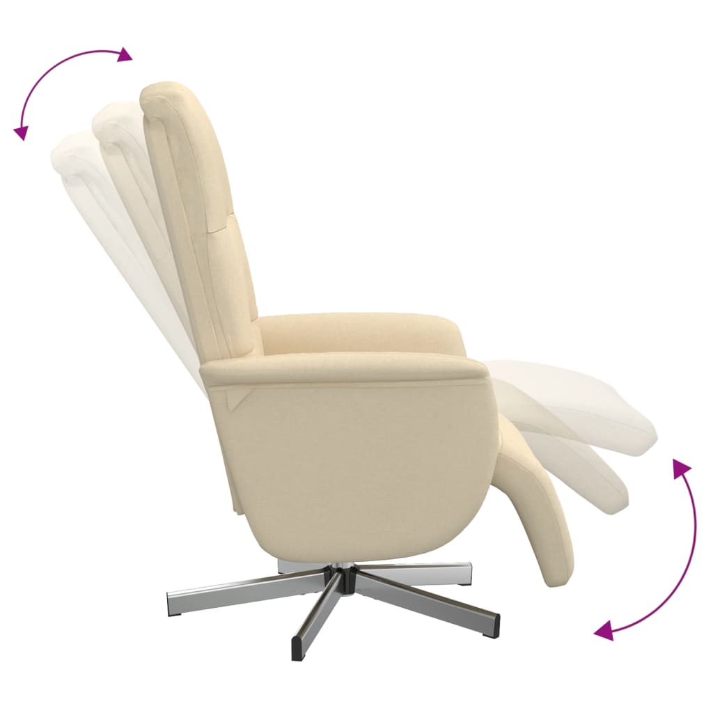 Fauteuil relax avec repose-pieds en tissu crème