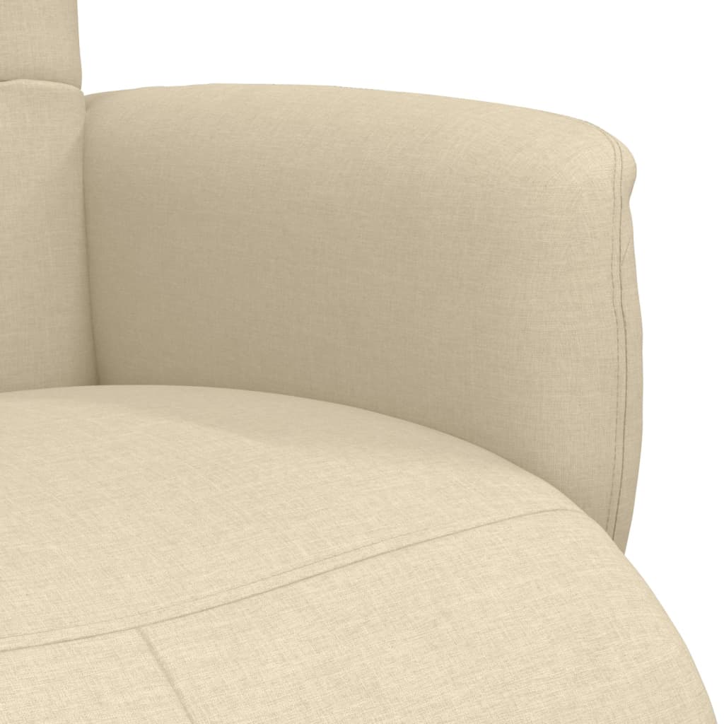 Fauteuil relax avec repose-pieds en tissu crème