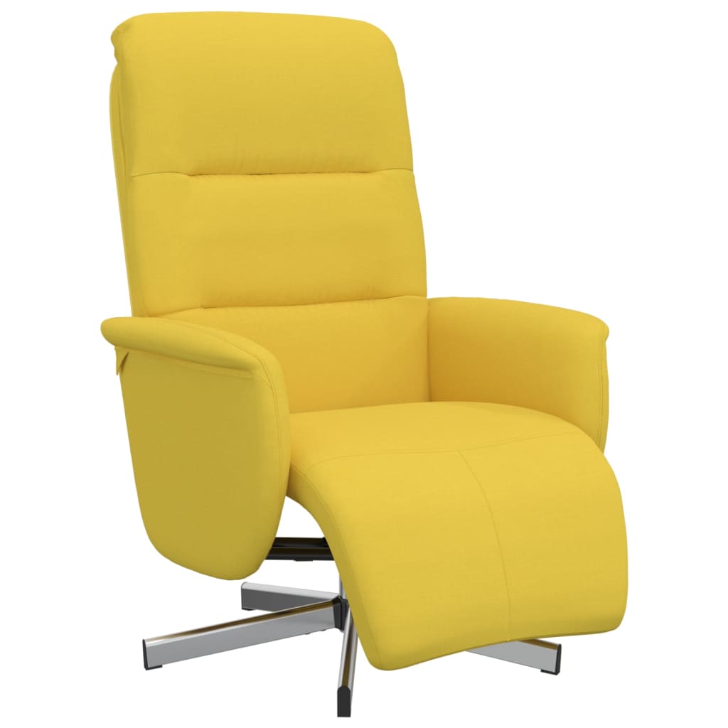Relaxing chair with footrest light yellow fabric