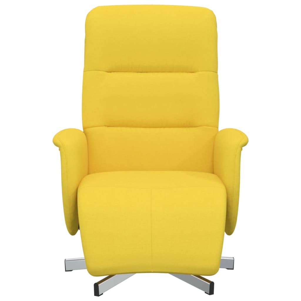Relaxing chair with footrest light yellow fabric