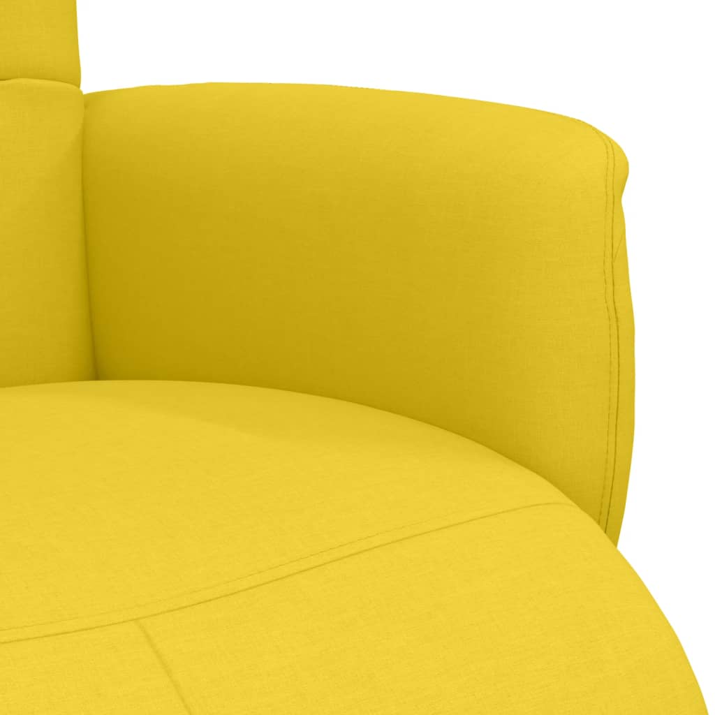 Relaxing chair with footrest light yellow fabric