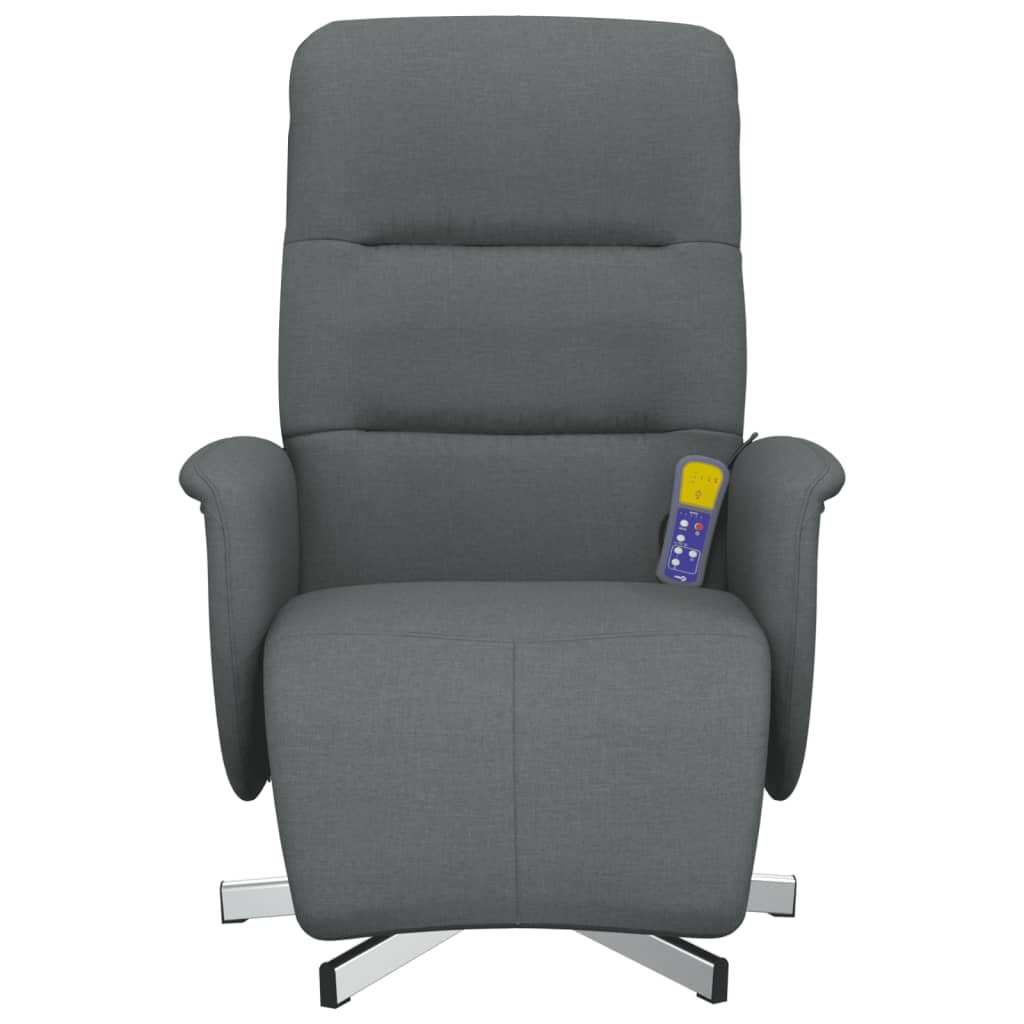 Fauteuil de massage avec repose-pieds tissu gris foncé
