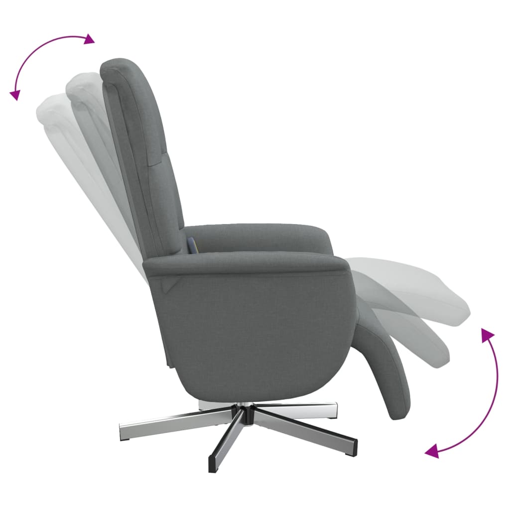 Fauteuil de massage avec repose-pieds tissu gris foncé