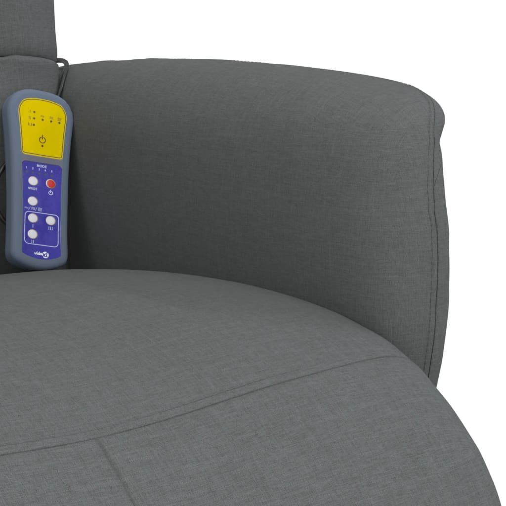 Fauteuil de massage avec repose-pieds tissu gris foncé