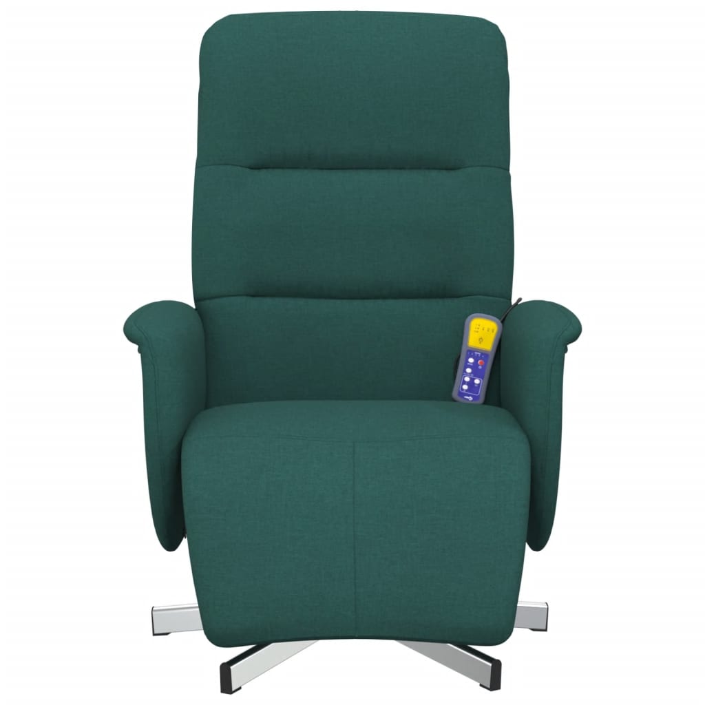 Fauteuil de massage avec repose-pieds en tissu vert foncé