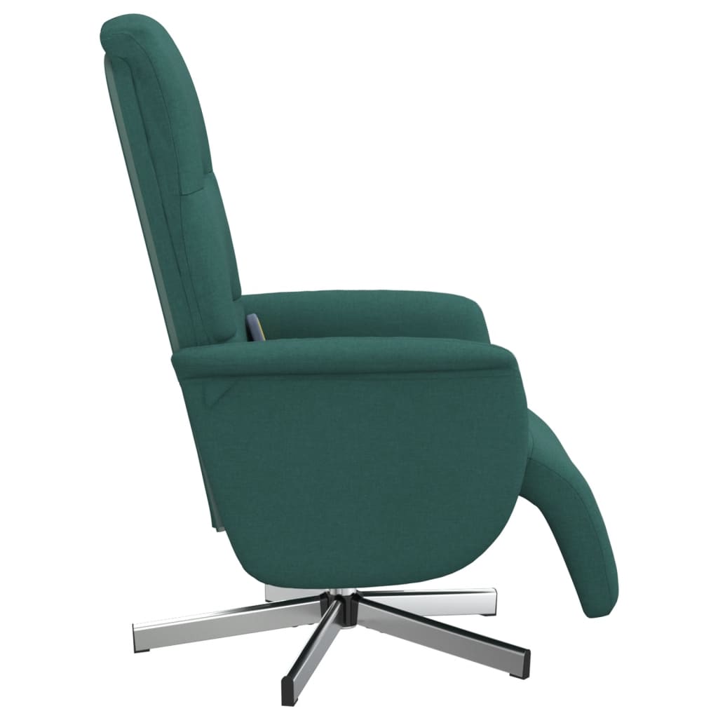 Fauteuil de massage avec repose-pieds en tissu vert foncé