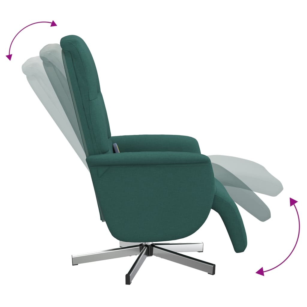 Fauteuil de massage avec repose-pieds en tissu vert foncé