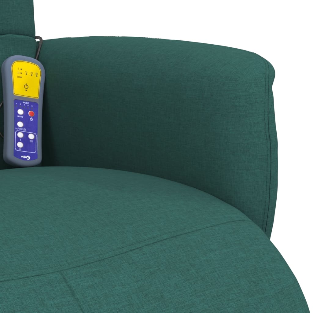 Fauteuil de massage avec repose-pieds en tissu vert foncé