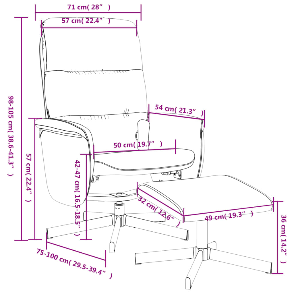 Fauteuil de massage avec repose-pieds tissu gris clair