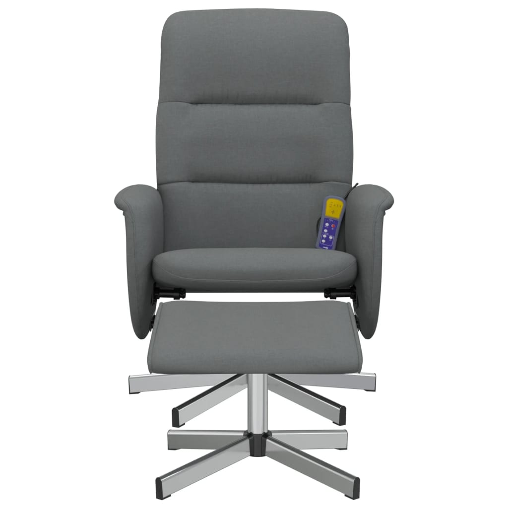 Fauteuil de massage avec repose-pieds tissu gris foncé