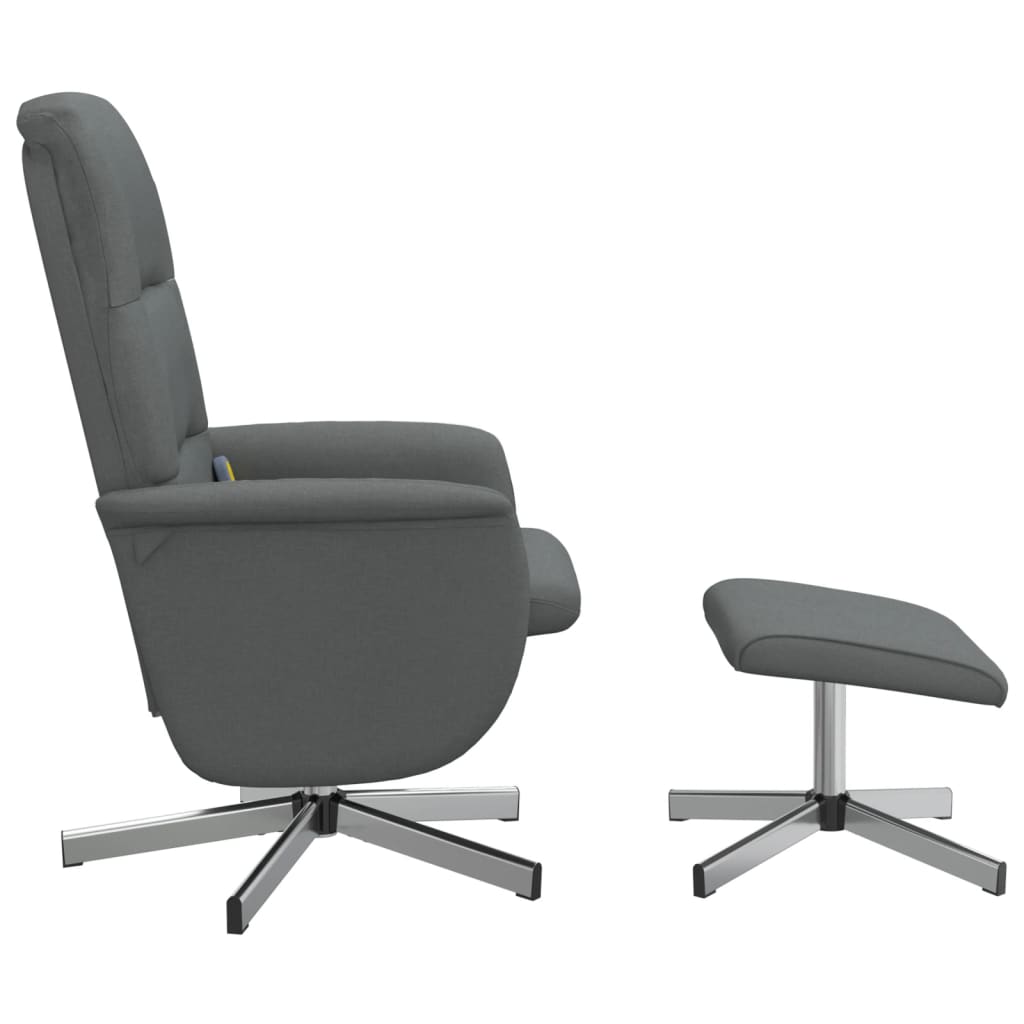 Fauteuil de massage avec repose-pieds tissu gris foncé