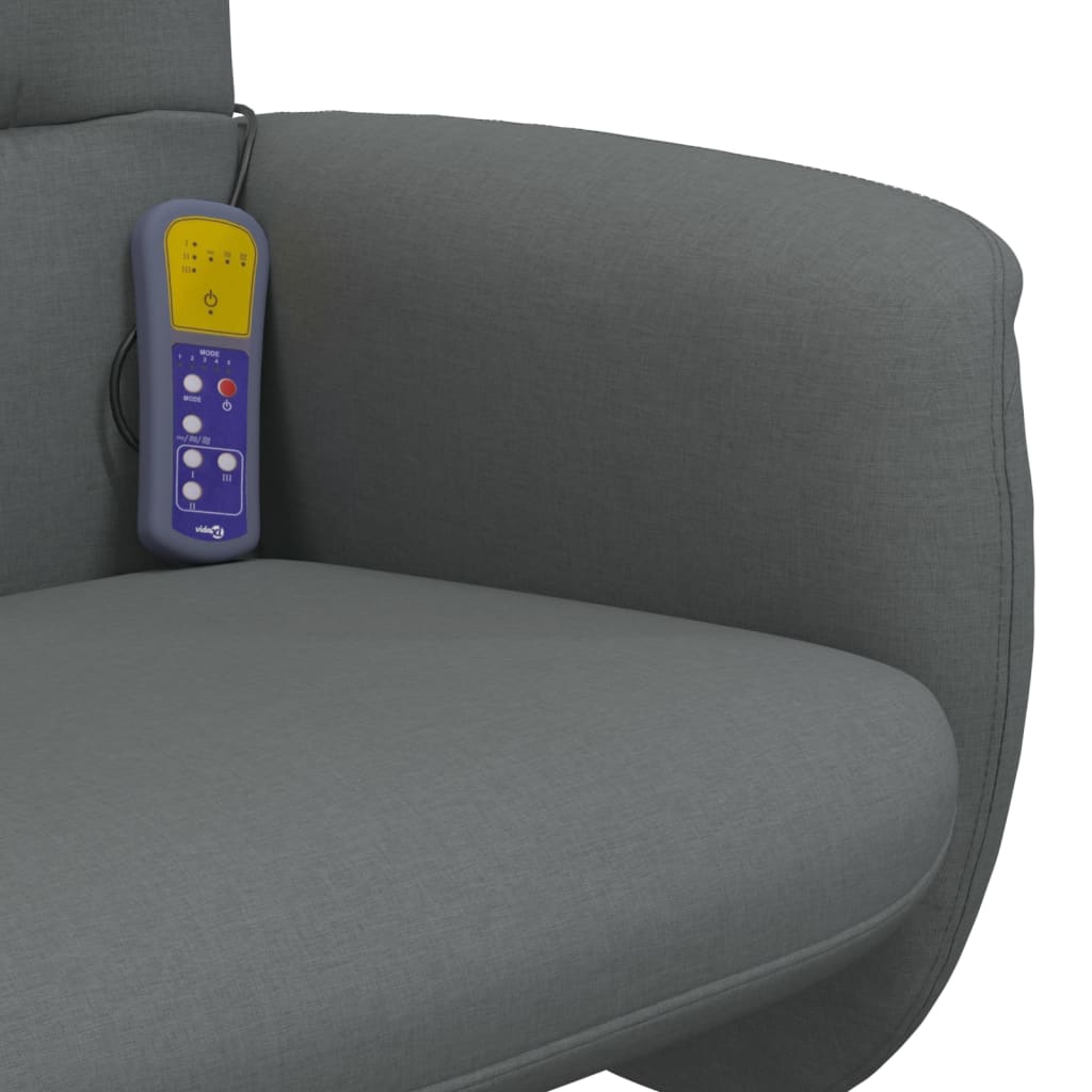 Fauteuil de massage avec repose-pieds tissu gris foncé