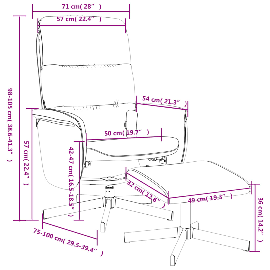 Fauteuil de massage avec repose-pieds tissu gris foncé