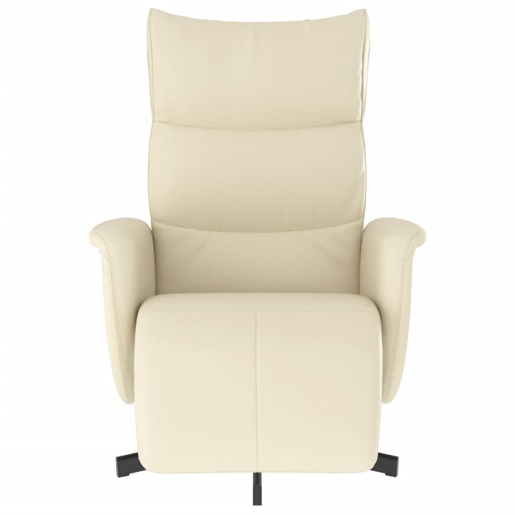Fauteuil relax avec repose-pieds en cuir artificiel crème