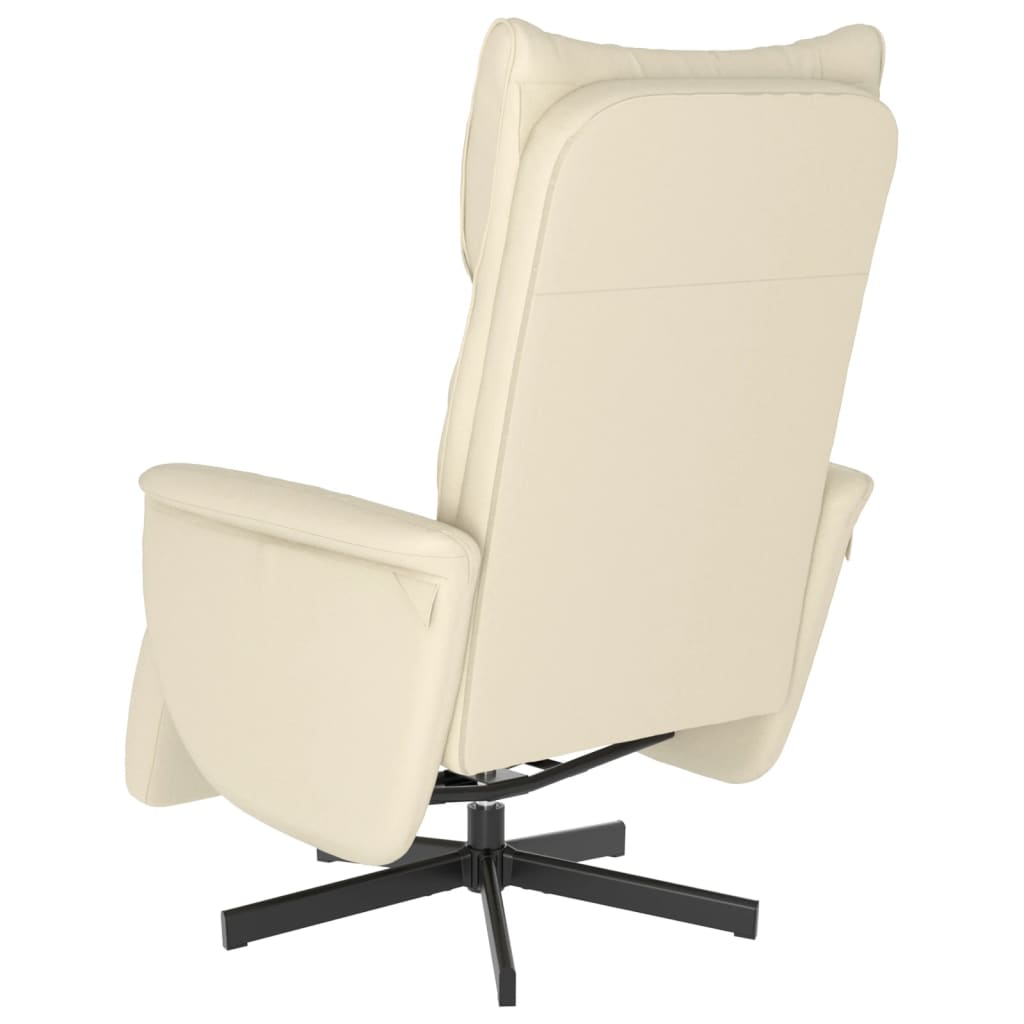Fauteuil relax avec repose-pieds en cuir artificiel crème