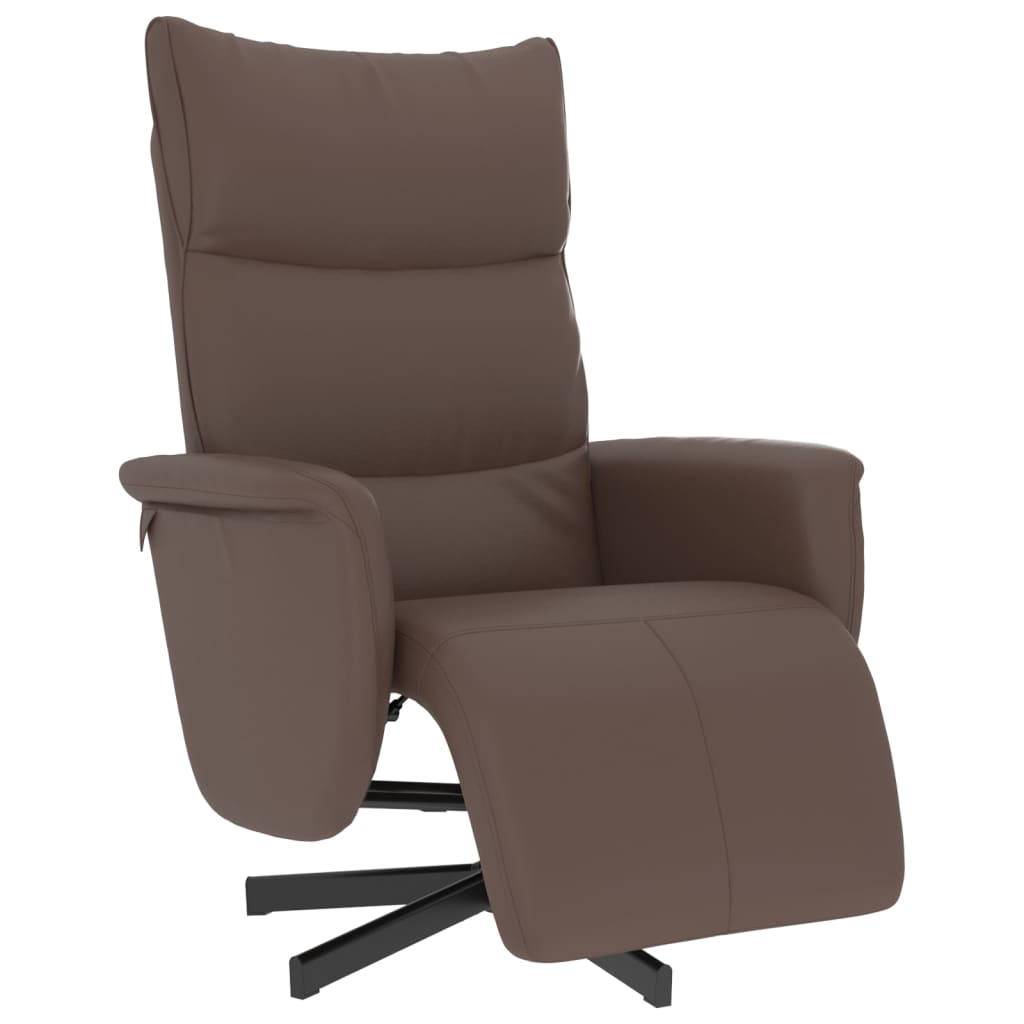 Fauteuil relax avec repose-pieds en simili cuir marron