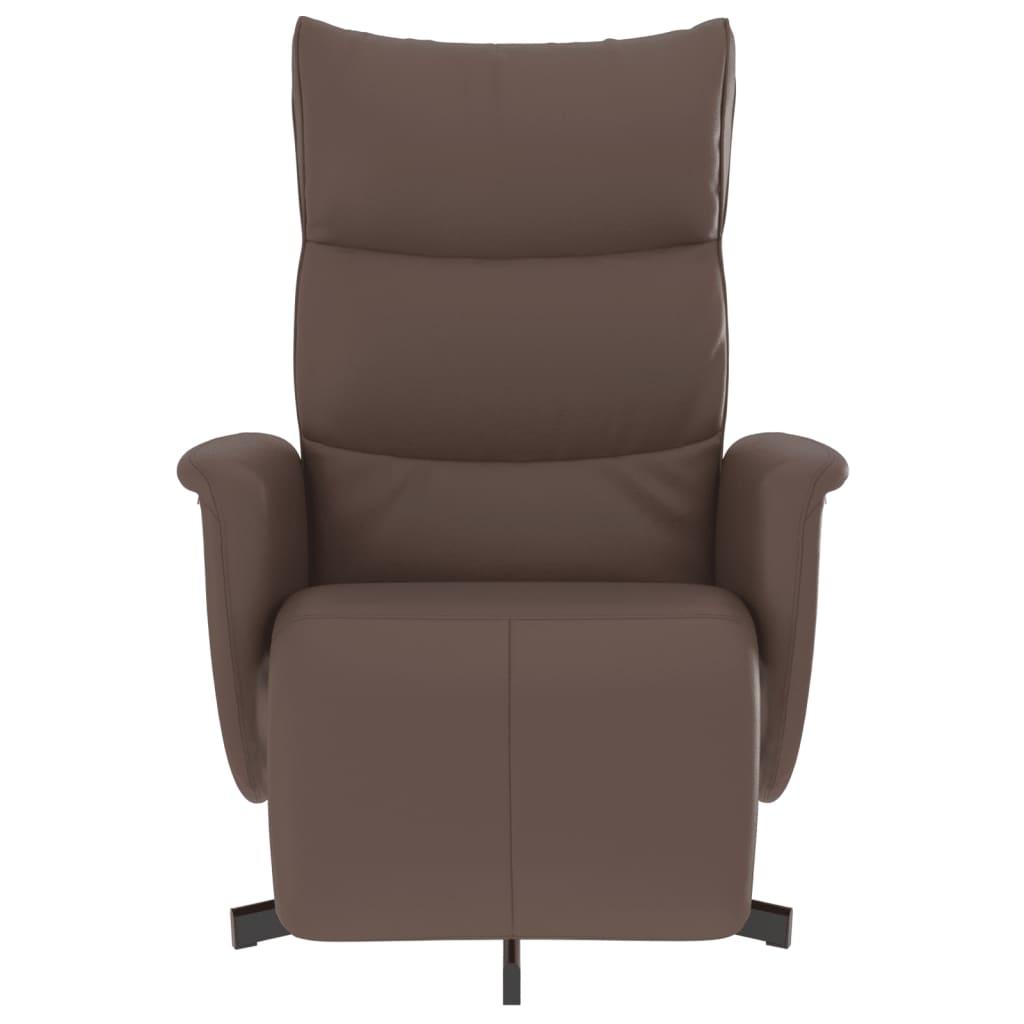 Fauteuil relax avec repose-pieds en simili cuir marron
