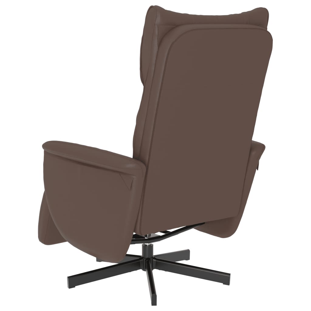 Fauteuil relax avec repose-pieds en simili cuir marron