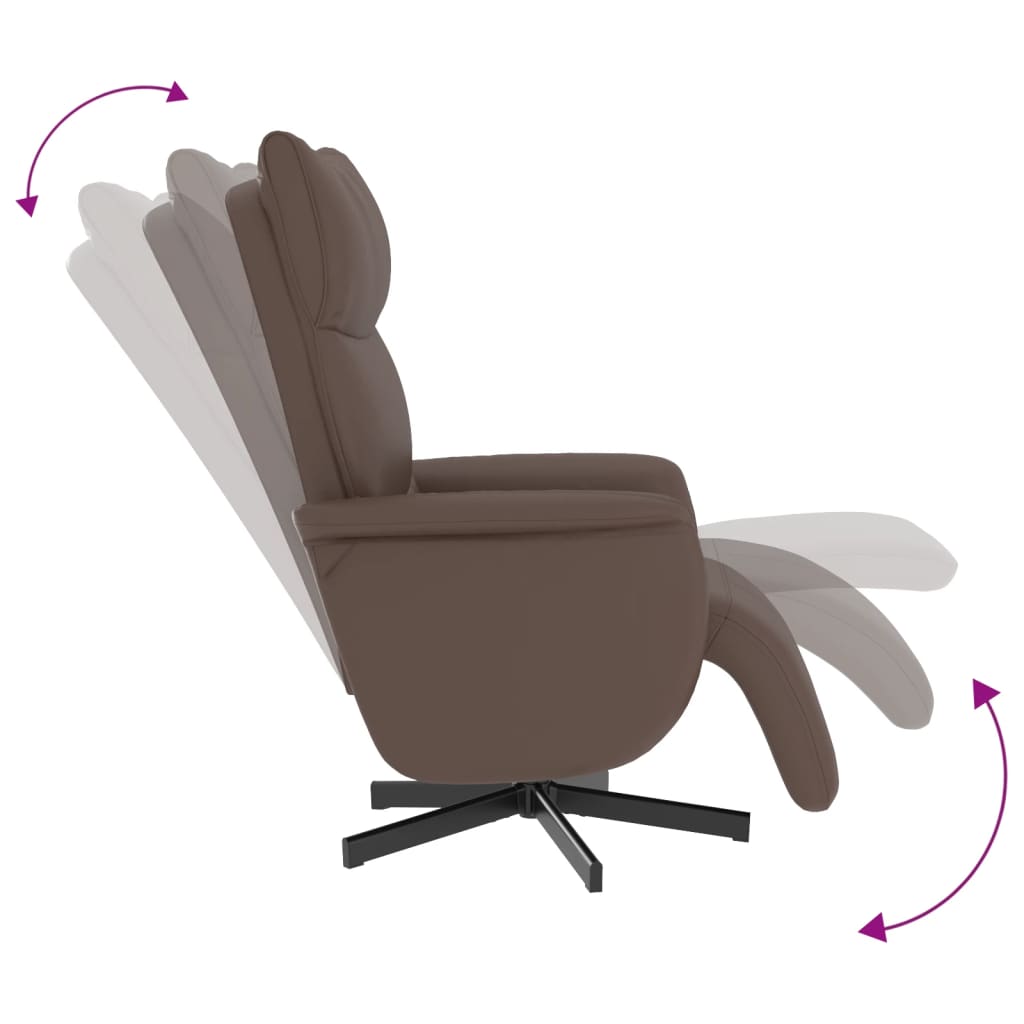 Fauteuil relax avec repose-pieds en simili cuir marron