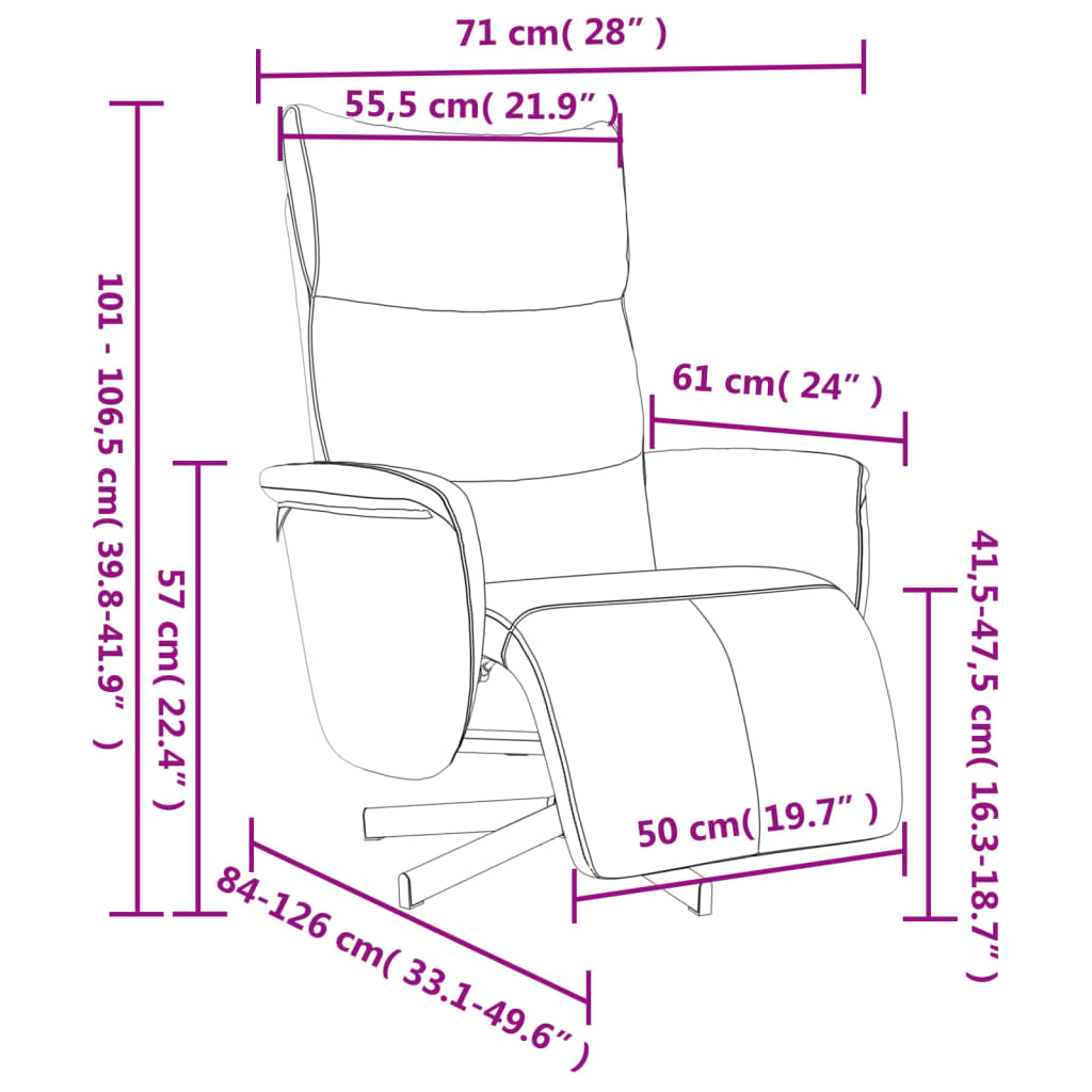 Fauteuil relax avec repose-pieds en simili cuir marron