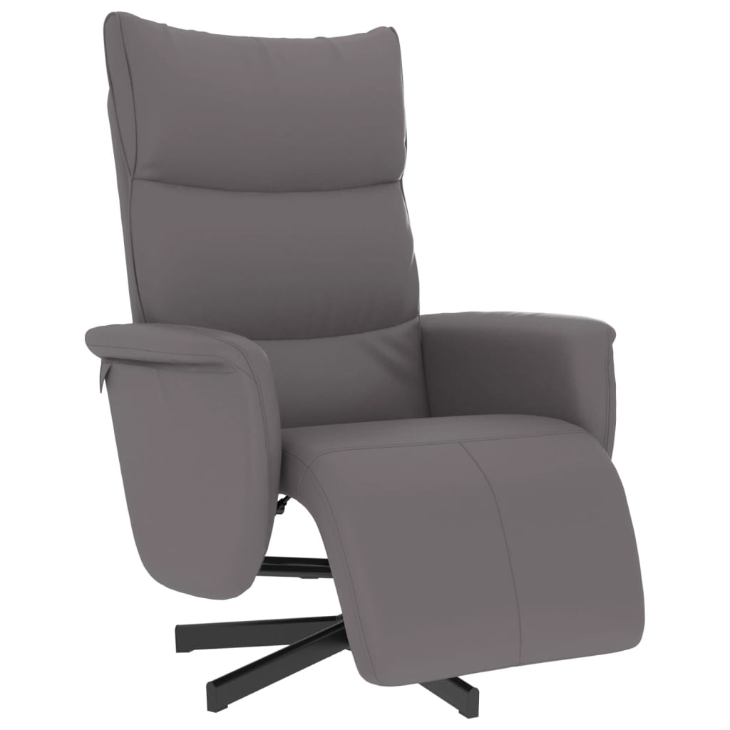 Fauteuil relax avec repose-pieds en similicuir gris