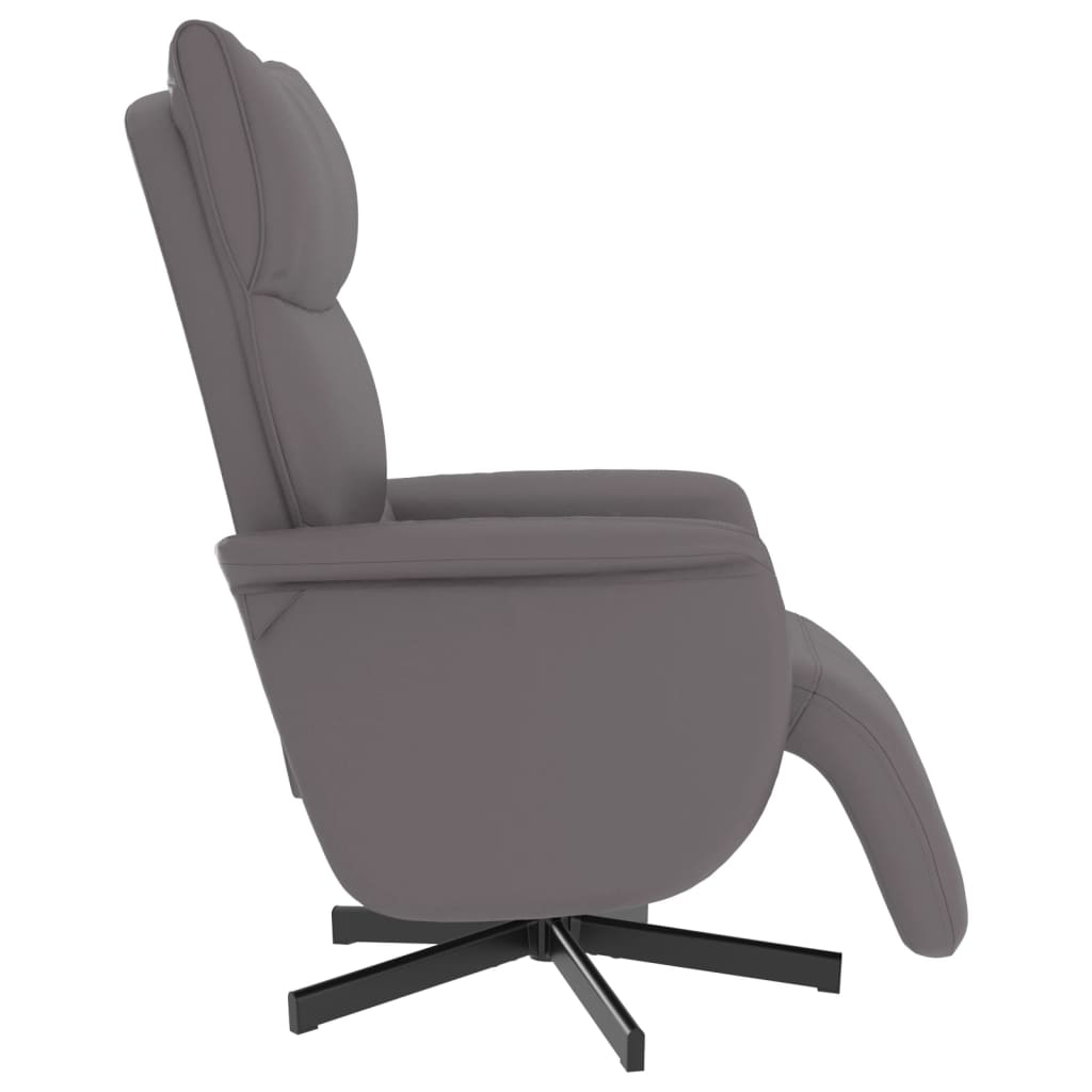Fauteuil relax avec repose-pieds en similicuir gris
