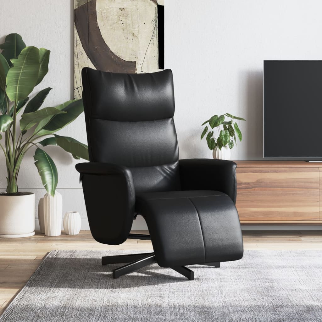 Fauteuil de relaxation avec repose-pieds simili cuir noir