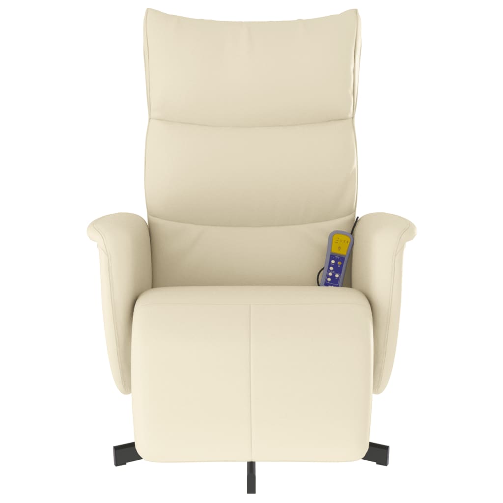 Fauteuil de massage avec repose-pieds en cuir artificiel crème