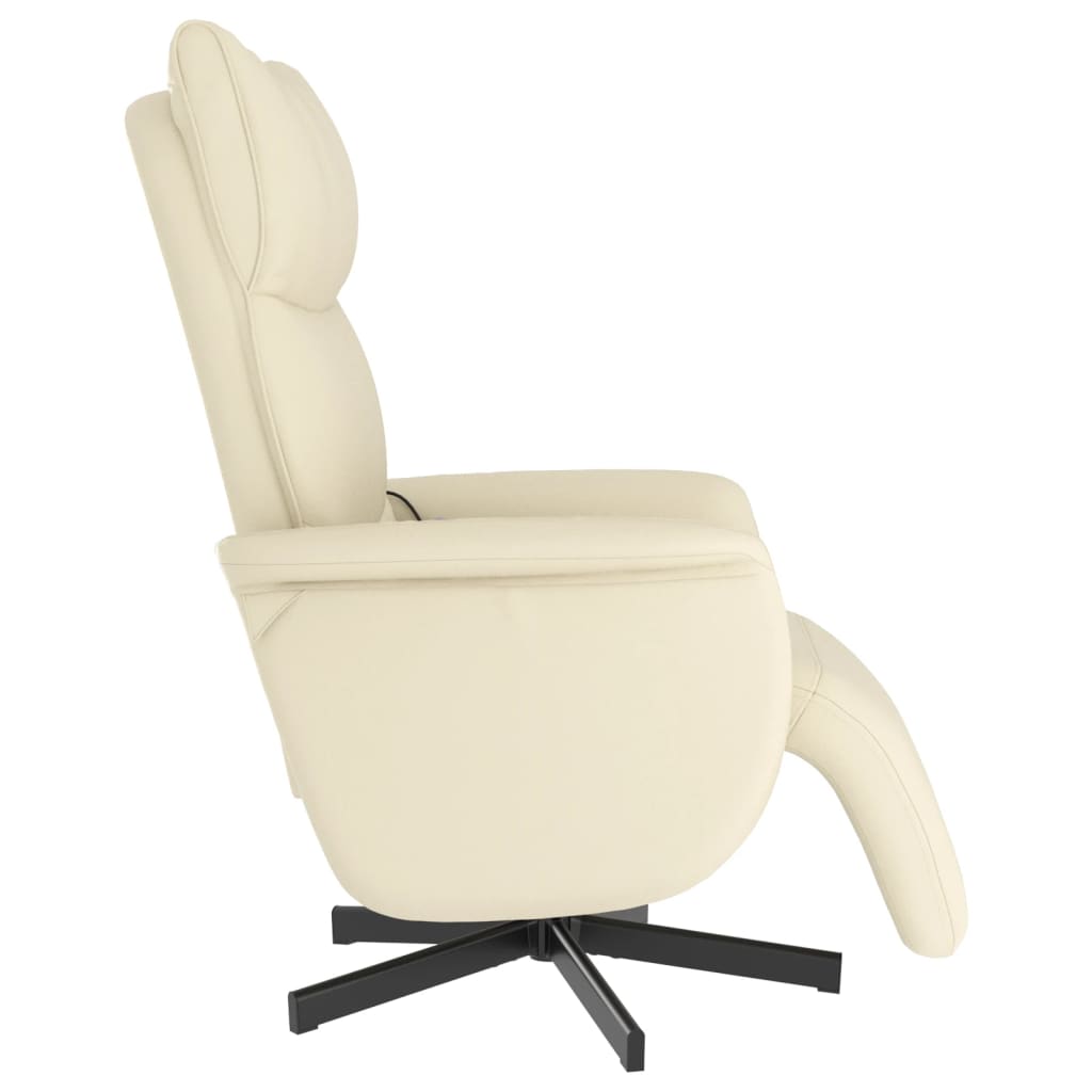 Fauteuil de massage avec repose-pieds en cuir artificiel crème
