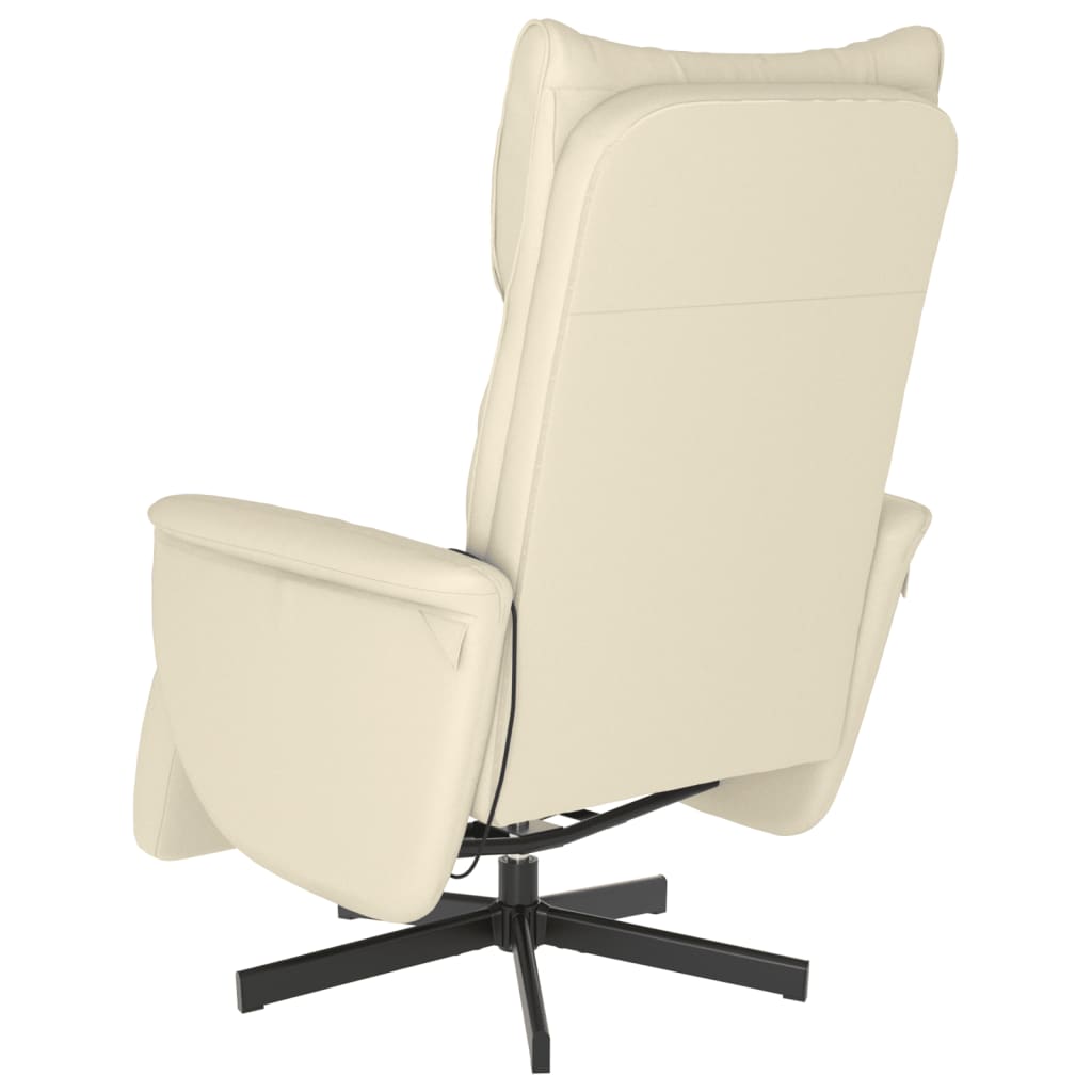 Fauteuil de massage avec repose-pieds en cuir artificiel crème