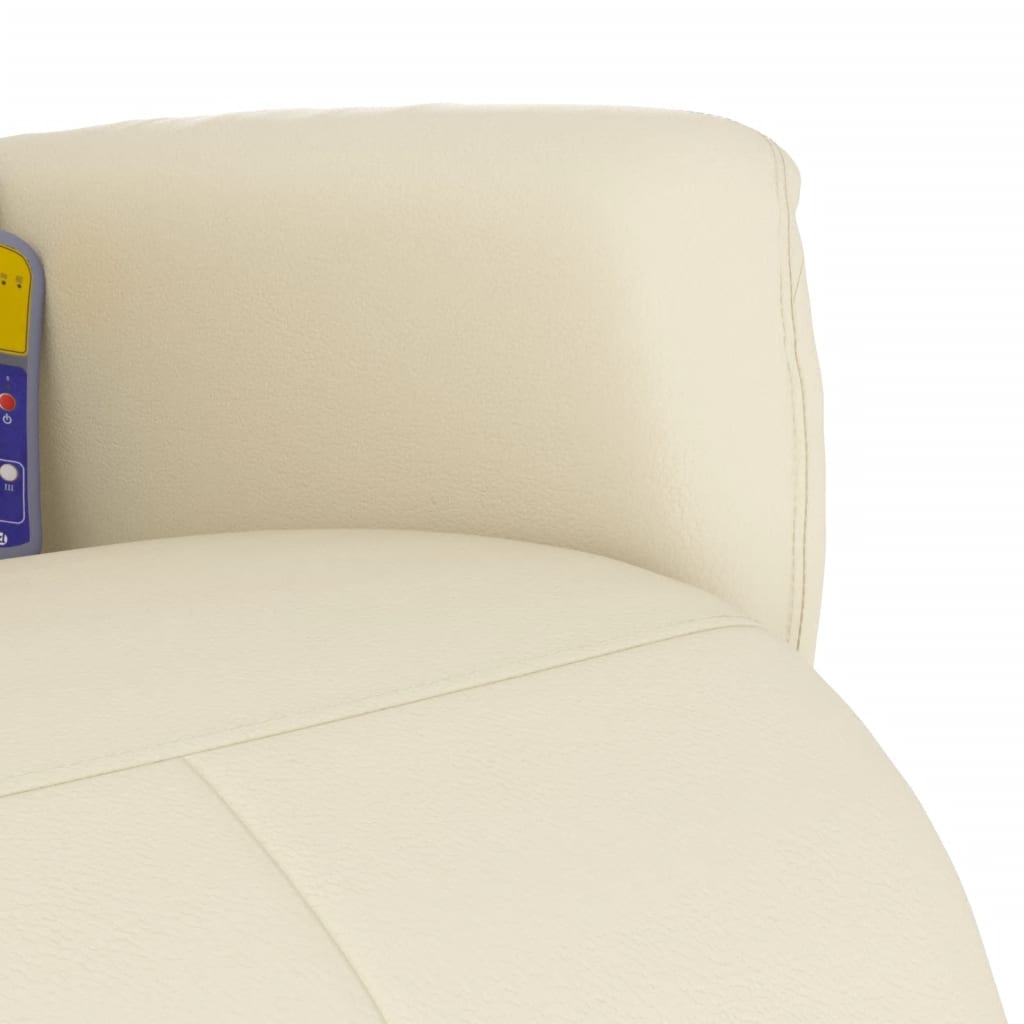 Fauteuil de massage avec repose-pieds en cuir artificiel crème