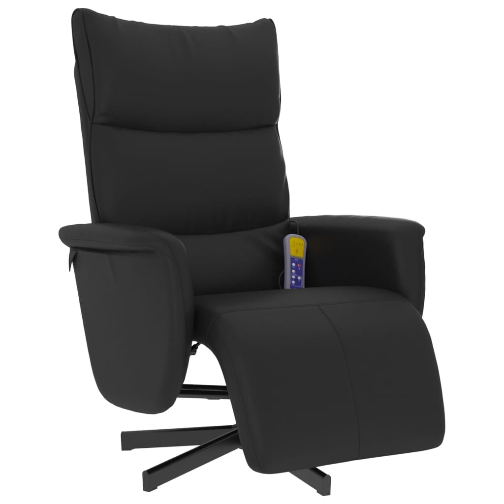 Fauteuil de massage avec repose-pieds simili cuir noir