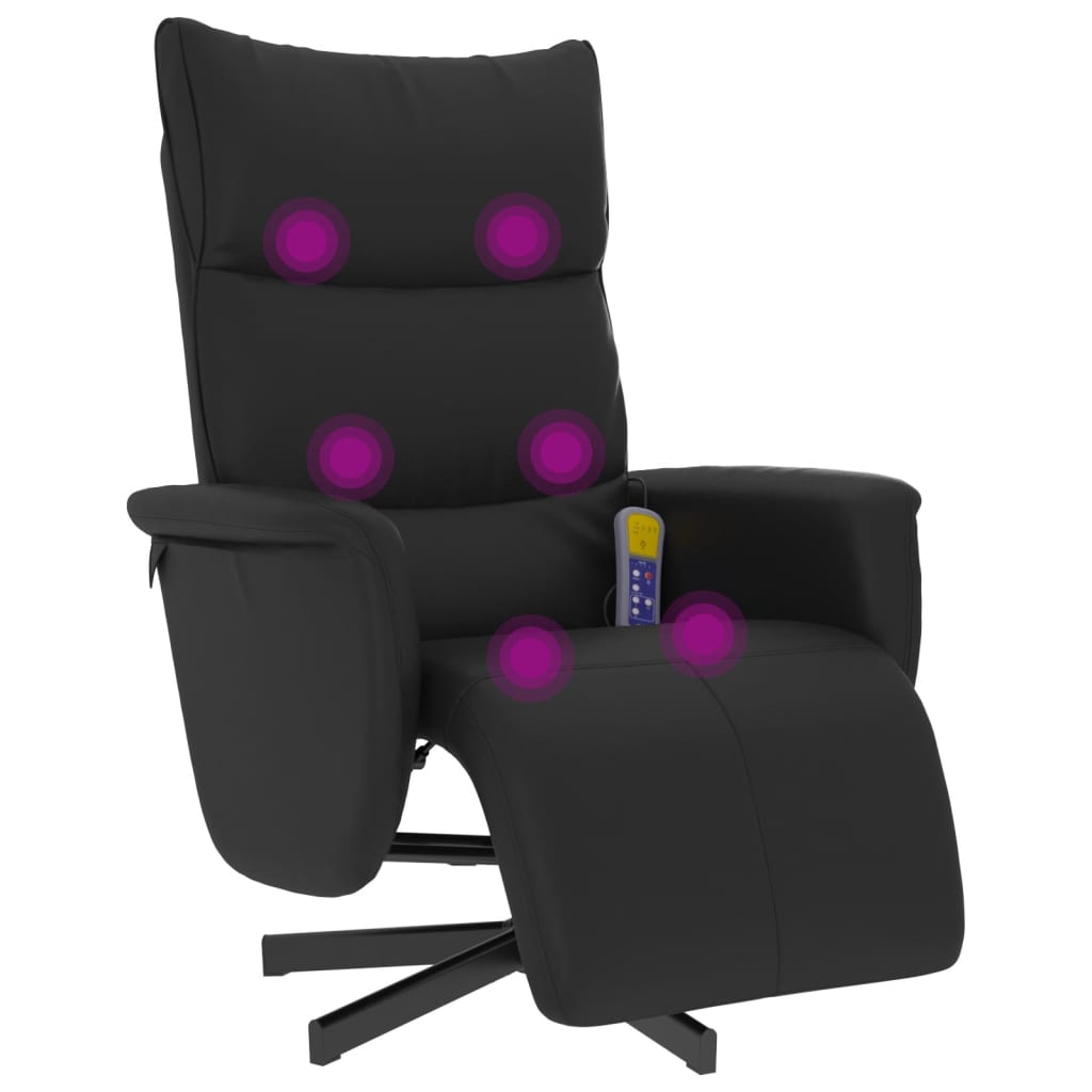 Fauteuil de massage avec repose-pieds simili cuir noir