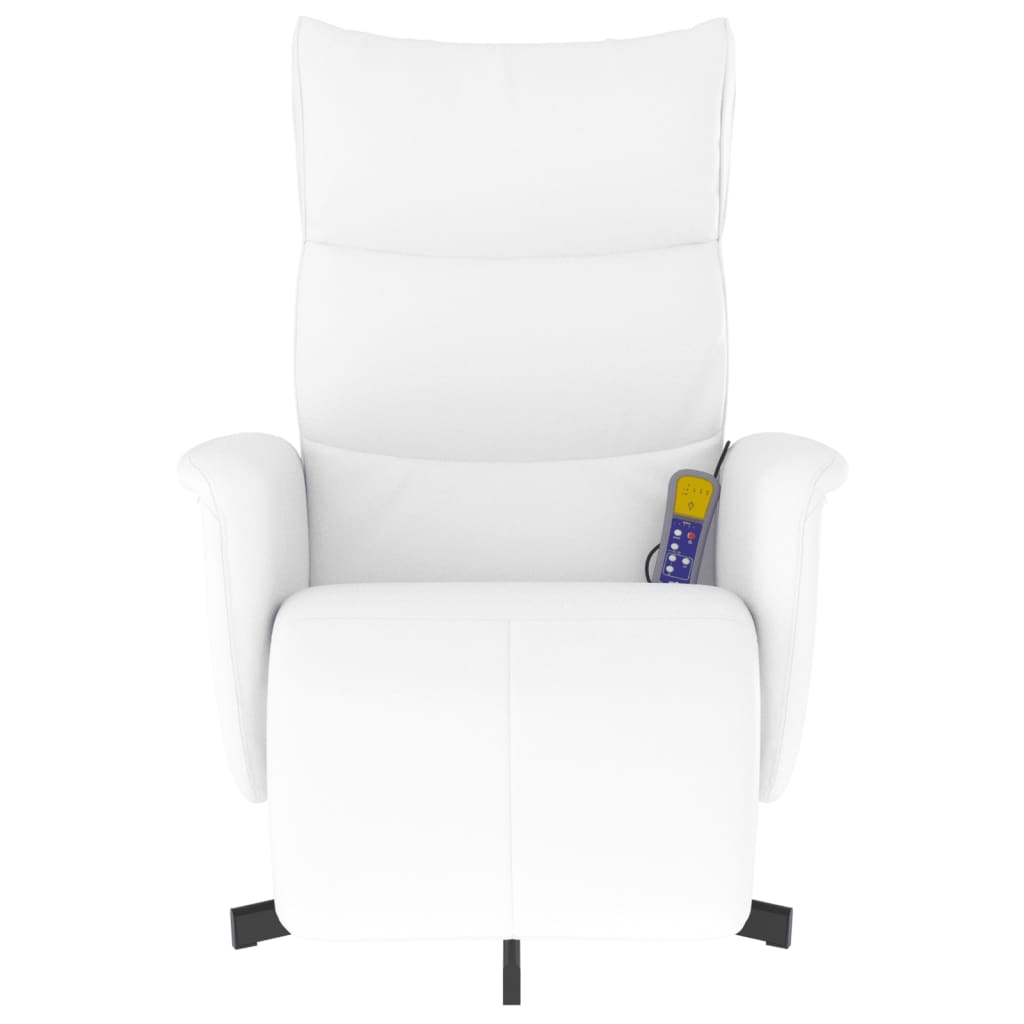 Fauteuil de massage avec repose-pieds en simili cuir blanc