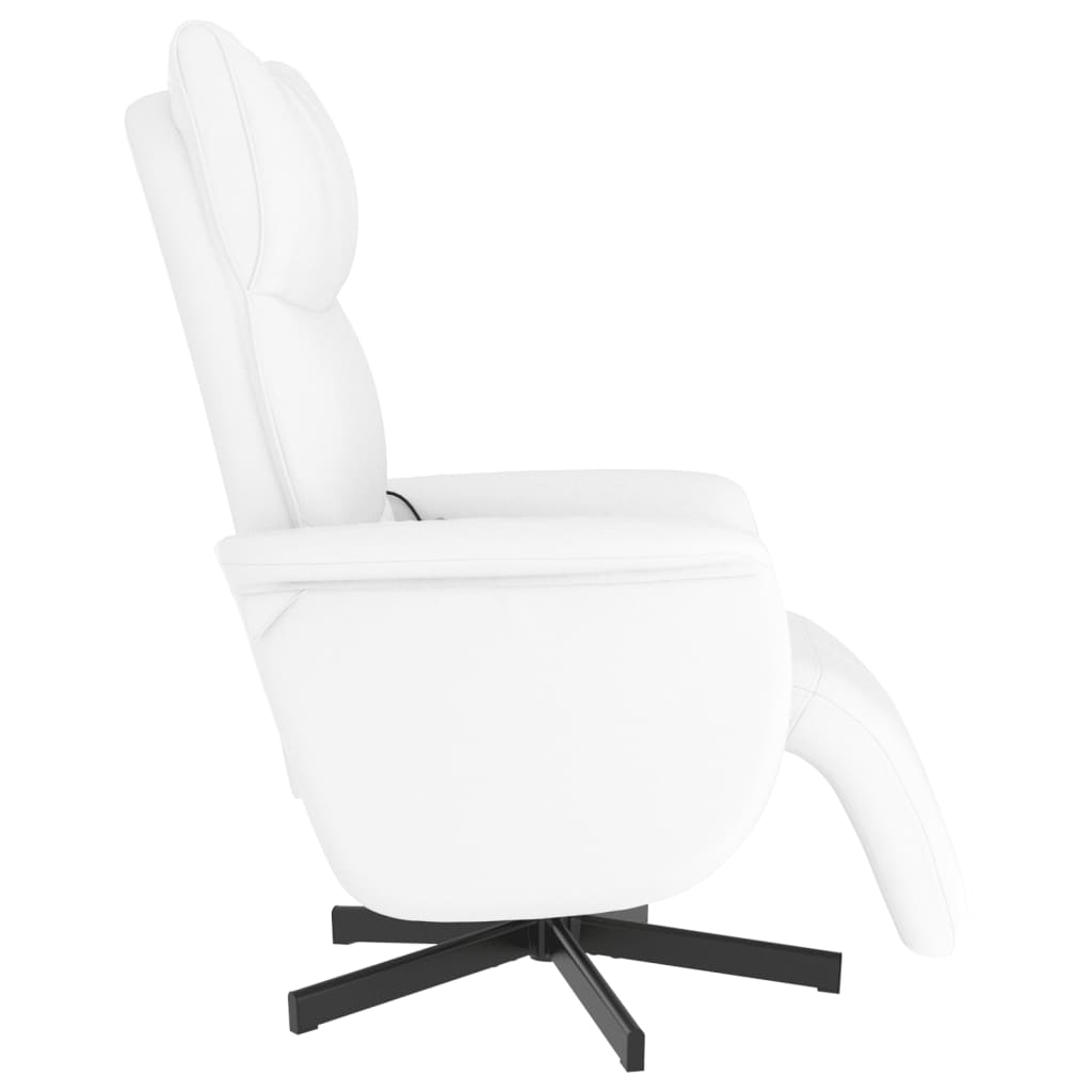 Fauteuil de massage avec repose-pieds en simili cuir blanc