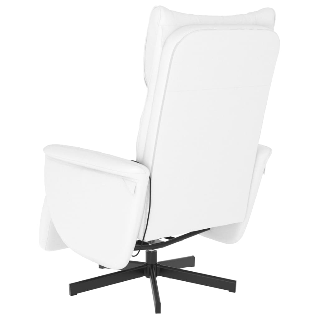 Fauteuil de massage avec repose-pieds en simili cuir blanc