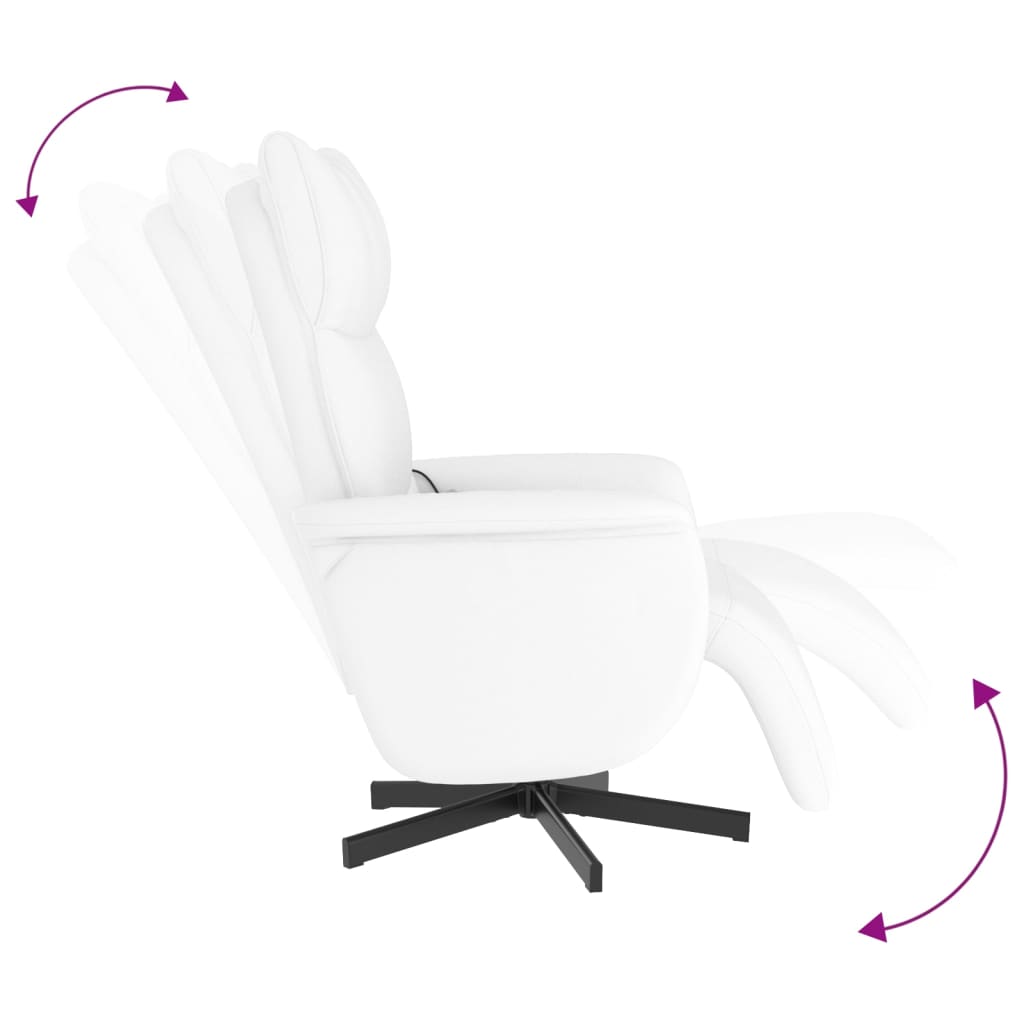 Fauteuil de massage avec repose-pieds en simili cuir blanc