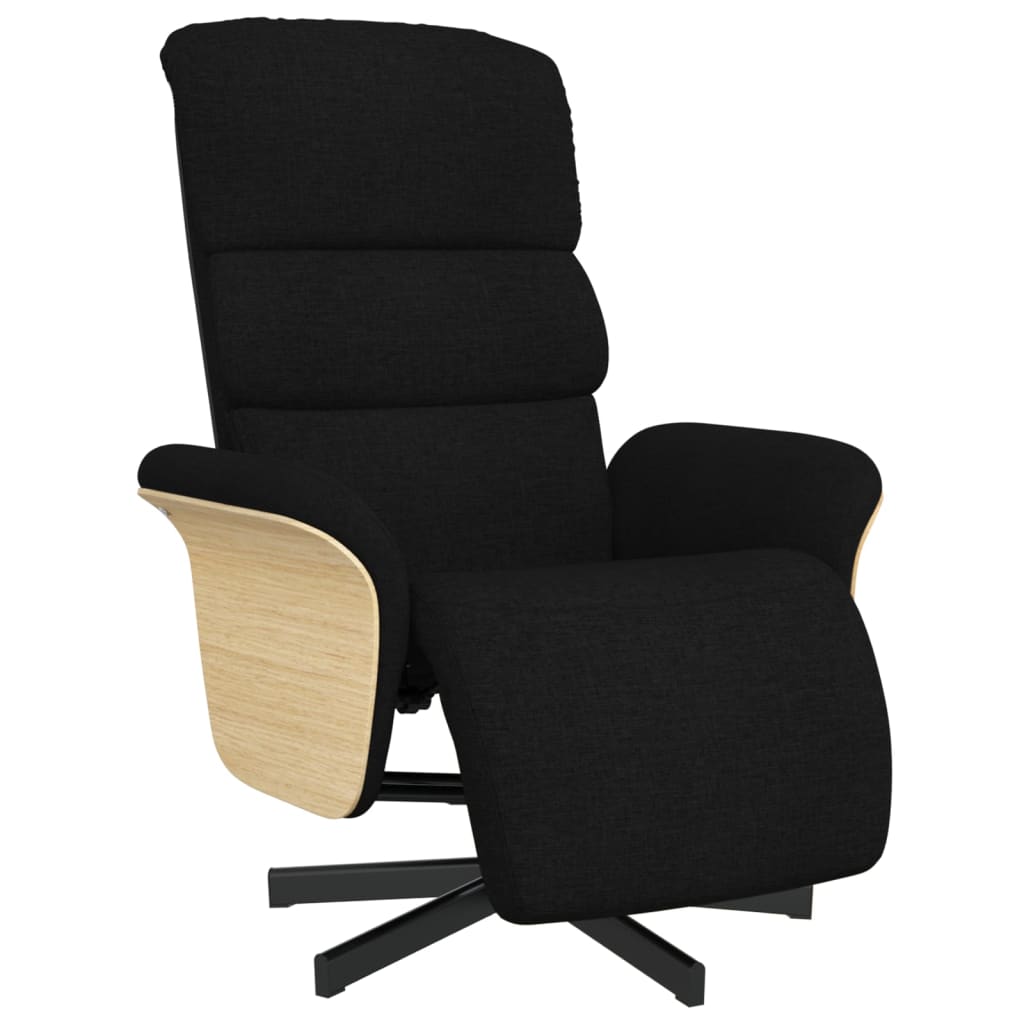 Fauteuil relax avec repose-pieds en tissu noir