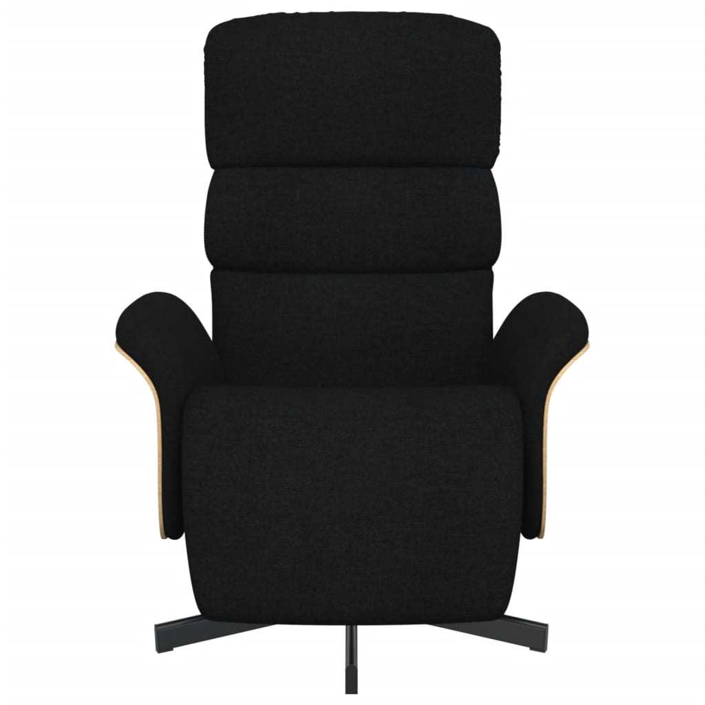 Fauteuil relax avec repose-pieds en tissu noir