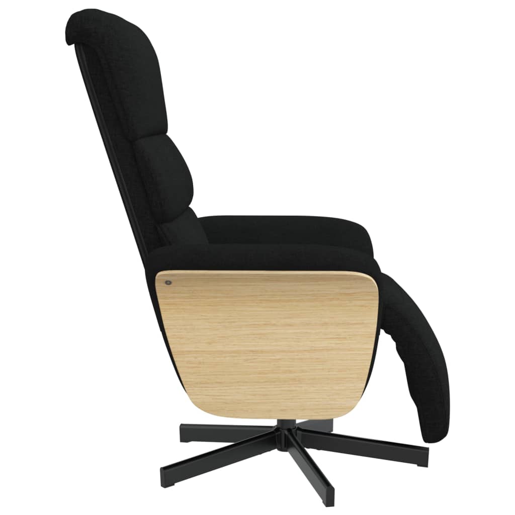 Fauteuil relax avec repose-pieds en tissu noir