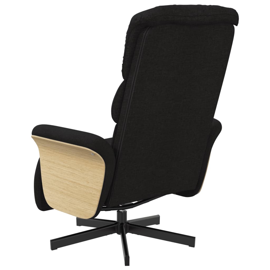 Fauteuil relax avec repose-pieds en tissu noir
