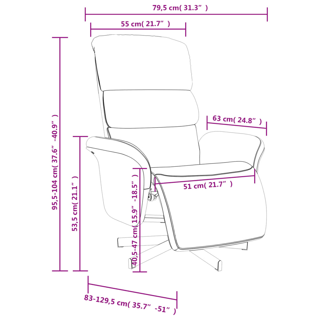Fauteuil relax avec repose-pieds en tissu noir