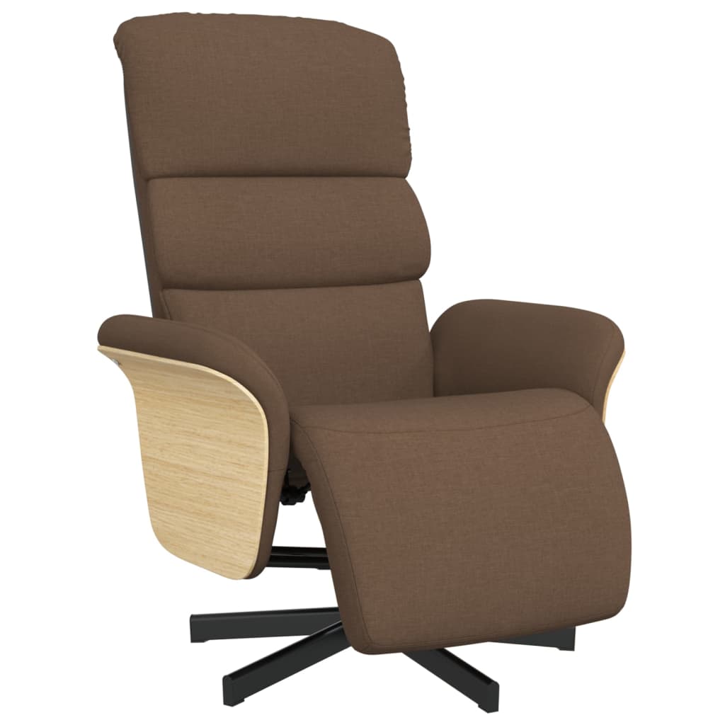 Fauteuil relax avec repose-pieds en tissu marron